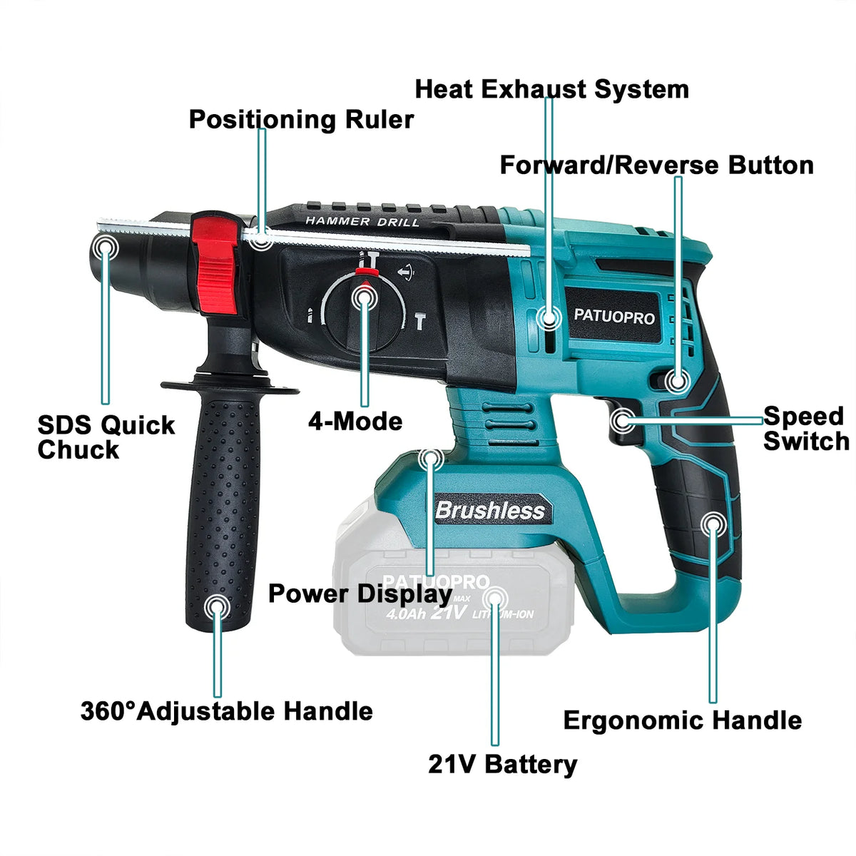 26MM Brushless Electric Hammer Drill Multifunctional Rotary 