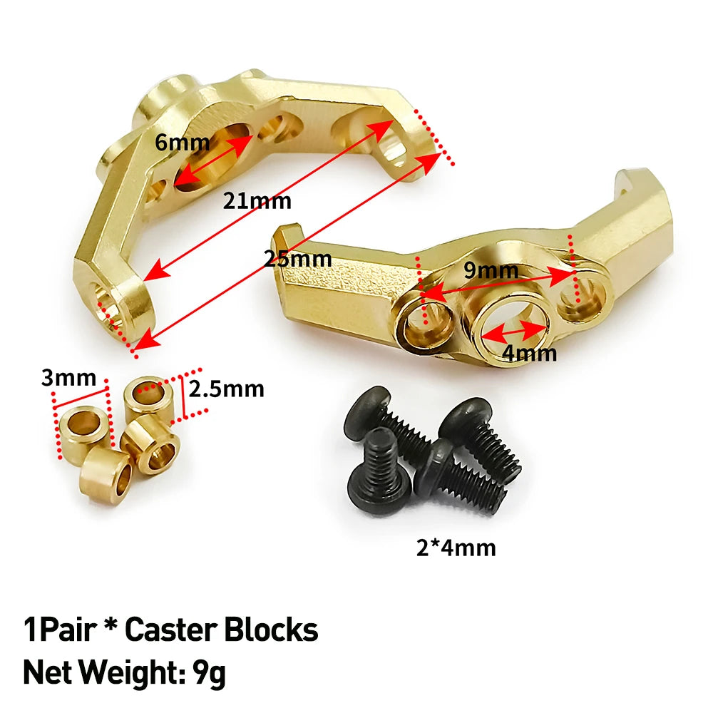 AXSPEED TRX4M Brass Weight Steering Link Blocks Knuckle Diff Cover Caster Blocks Hex Adapter for 1/18 TRX4M Upgrade Parts