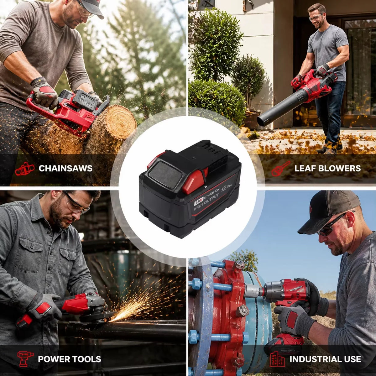 2-Pack 18V 12.0Ah M18 Replacement Battery Low-Temp Resistant
