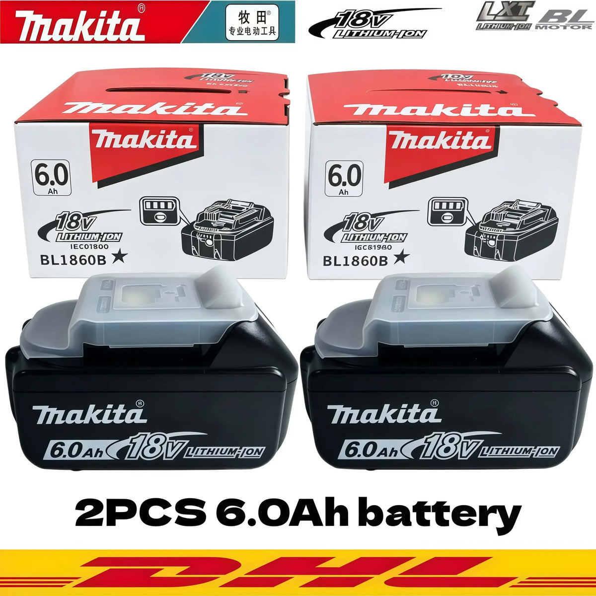 Genuine Makita 6AH BL1860B 18V Battery Power Tool Lithium-Io