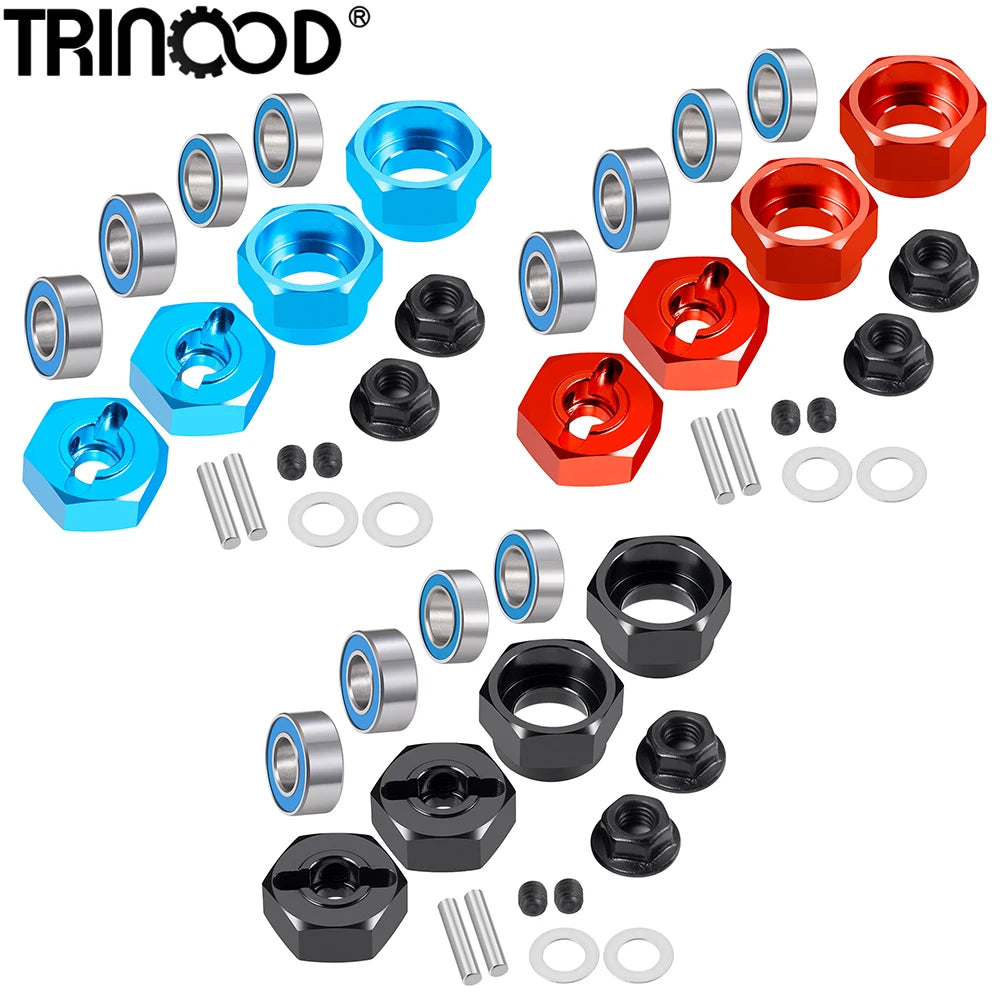 TRINOOD 4Pcs Alu 12mm Hex Wheels Rims Hub Adapter with Beari