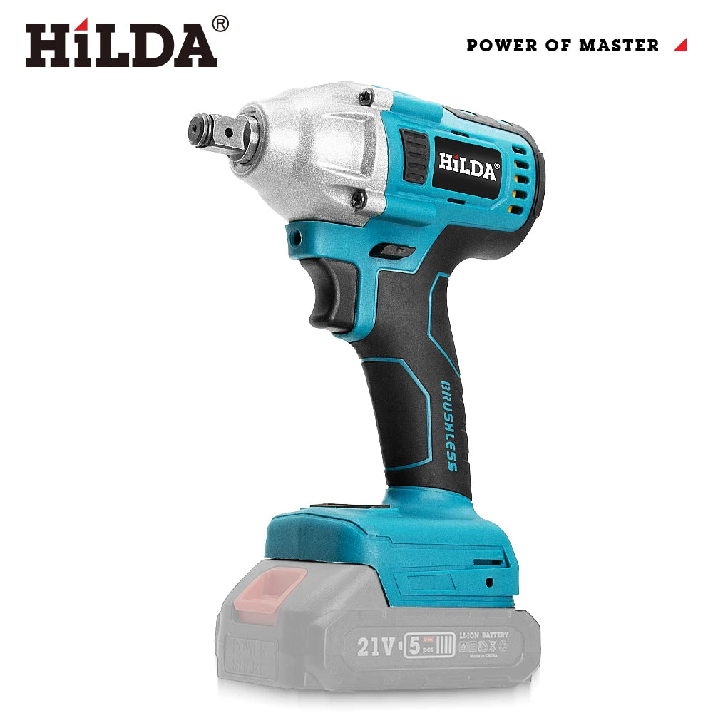 HILDA 1/2 Brushless Impact Wrench 1200N.m High Torque Electric Wrench Power Tool for Scaffolding Tire Repair For Makita Battery