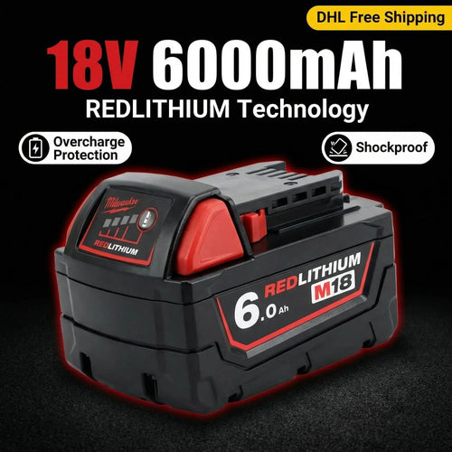 100% New Milwaukee M18 6.0Ah High Output Battery 18V Lithium