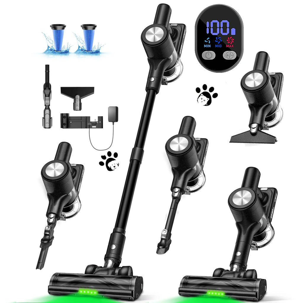 500W/55KPA Self-Standing Cordless Vacuum Cleaner 60 Mins Handheld Vacuum Cleaners Smart LED Screen Vacuum for Carpet/Pet Hair