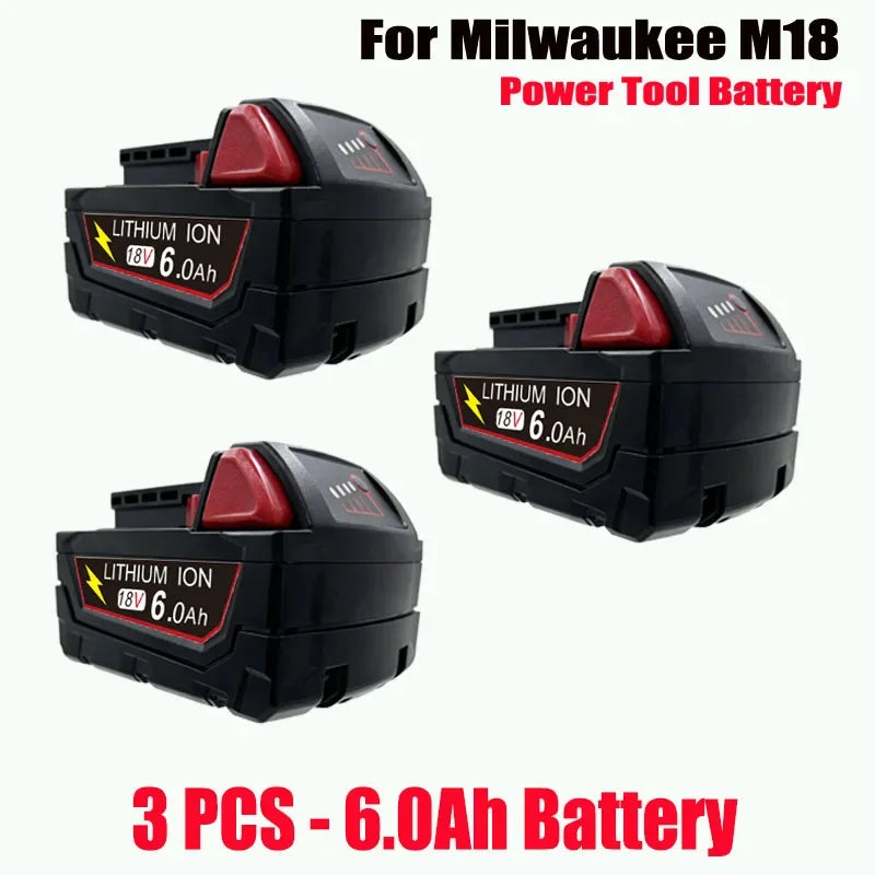New Style For Milwaukee M18 Power Tool Battery Charger 18V 6000mAh M18B5 48-11-1860 18650 Battery 6.0Ah 9.0Ah 12.0Ah