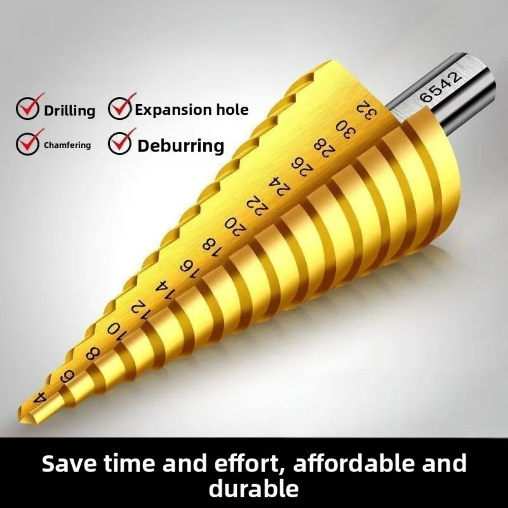 HSS Step Drill Bit 4-12mm 4-20mm 4-32mm Hex Titanium Cone Ho