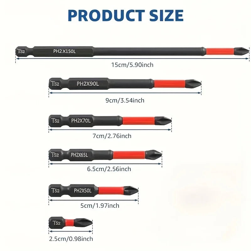 Magnetic Non-Slip Drill Bit Set 3/6/12 Pieces S2 Steel Cross