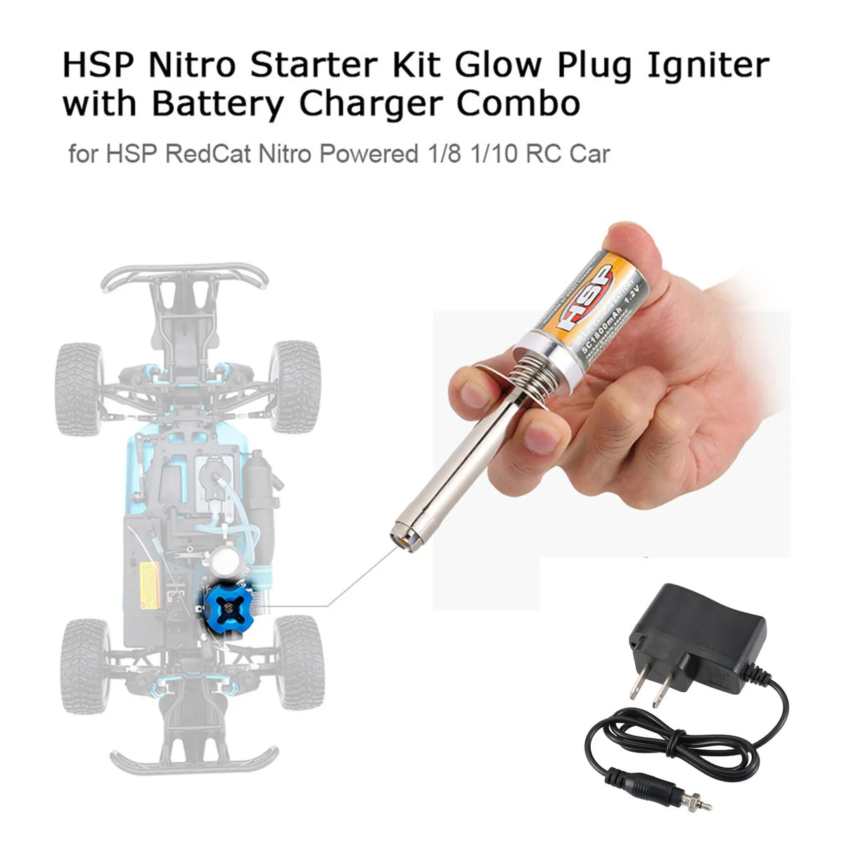 Nitro Starter Glow Plug Igniter Charger Set Tool Fuel Bottle