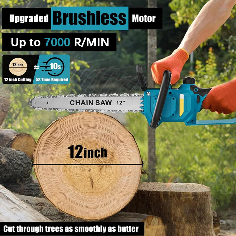 600W Handheld Brushless Woodworking Chainsaw Power Tool For 
