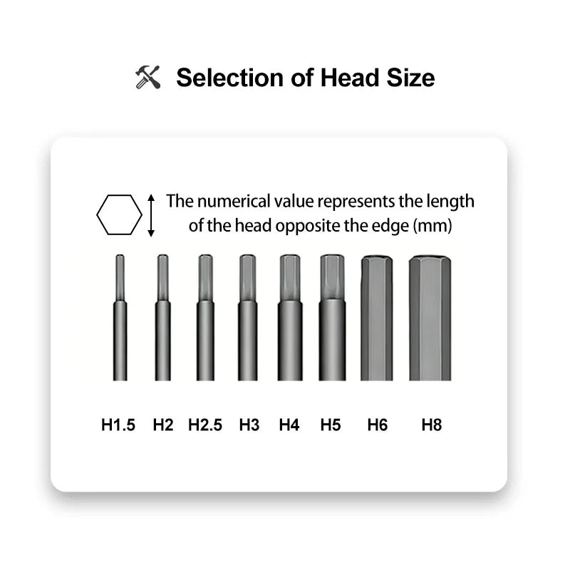8PC Hexagonal Screwdriver Head Set 100mm Long S2 Alloy Steel