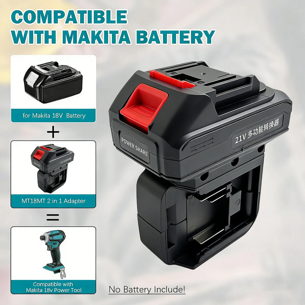 2 in 1 Battery Adapter for Makita 18V Batteries Work for Mak