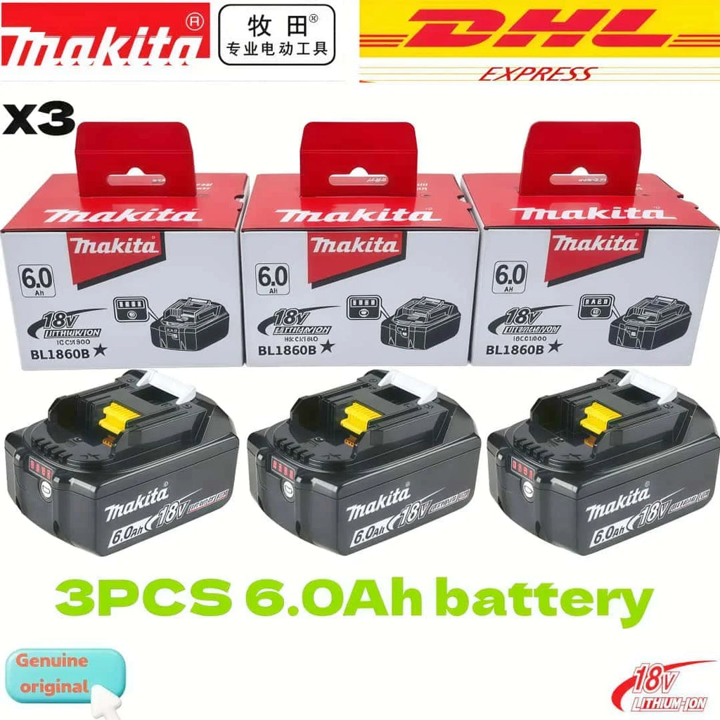 100% Genuine Makita Rechargeable 18V Battery Makita 6000mAh Replaceable BL1860 BL1850B Series High-Capacity Power Tool Battery