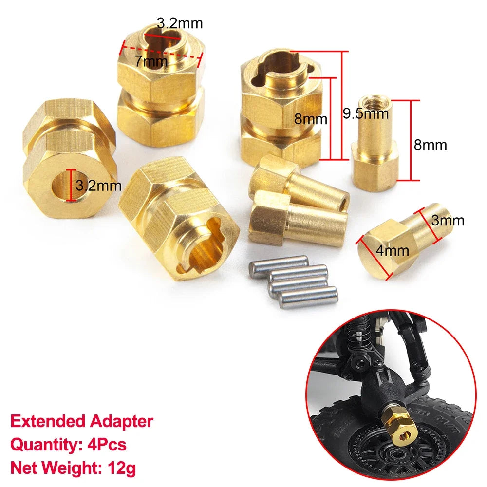 YEAHRUN Axial SCX24 Upgrade Parts Brass Counterweight Wheel Hex Adapter Axle Diff Cover Steering Knuckle Girder Motor Gears