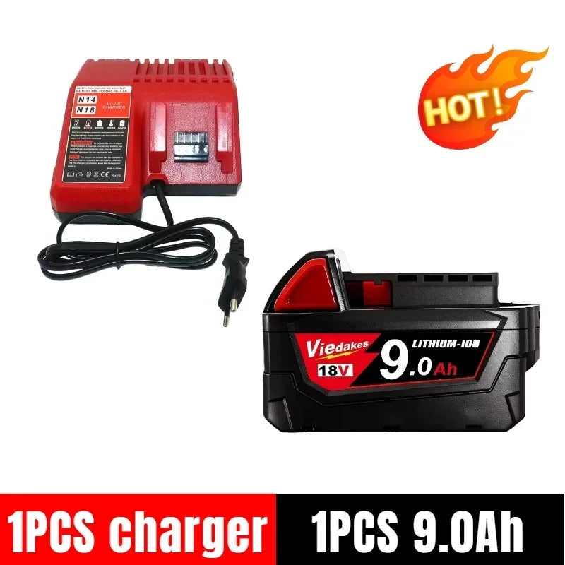 100% New for Milwaukee 18v Battery 9.0Ah High Output 18V Lithium-ion Rechargeable for M18 Cordless Power Tools 6.0/5.0Ah Battery