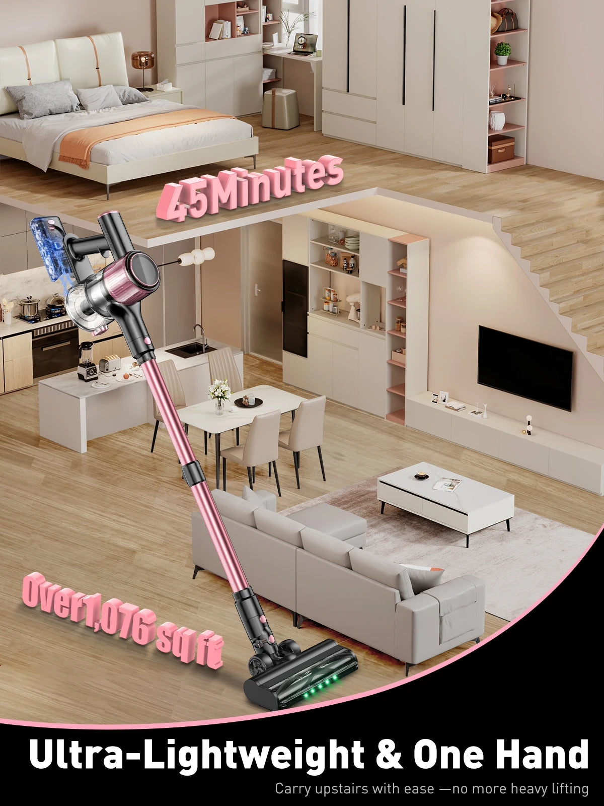 Cordless Vacuum Cleaner 55Kpa/500W/45min 10 in 1 Powerful St