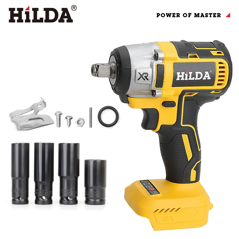 HILDA 1/2 Brushless Impact Wrench 1200N.m High Torque Electric Wrench Power Tool for Scaffolding Tire Repair For Makita Battery