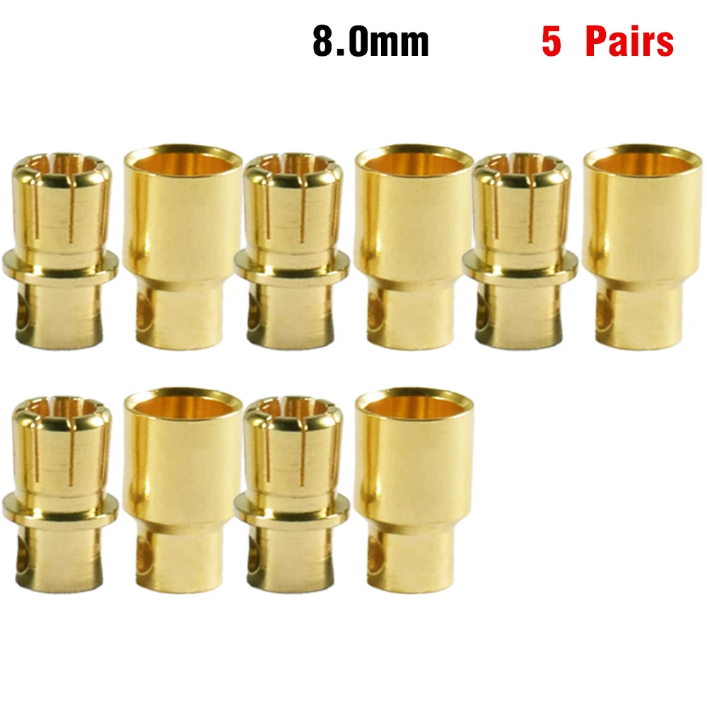 9IMOD 5/10Pair RC Bullet Connectors 2/3/3.5/4.0/5/5.5/6/8mm Male Female Banana Bullet Connector Plug Gold-plated Adapter
