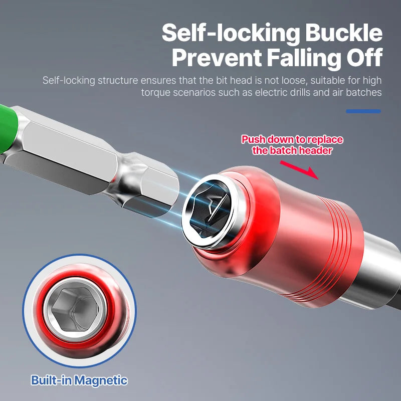 LIDIAO Magnetic Hex Bit Extension Bar Hexagonal Handle Red T