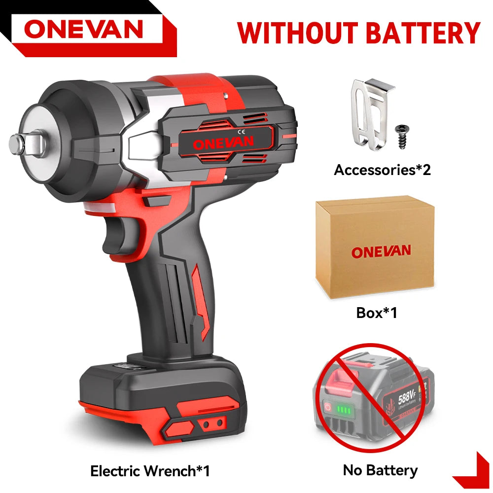 ONEVAN 8000RPM 2800N.M Brushless Electric Impact Wrench Cordless Car Repair Screwdriver Drill Power Tool For Makita Battery Pin