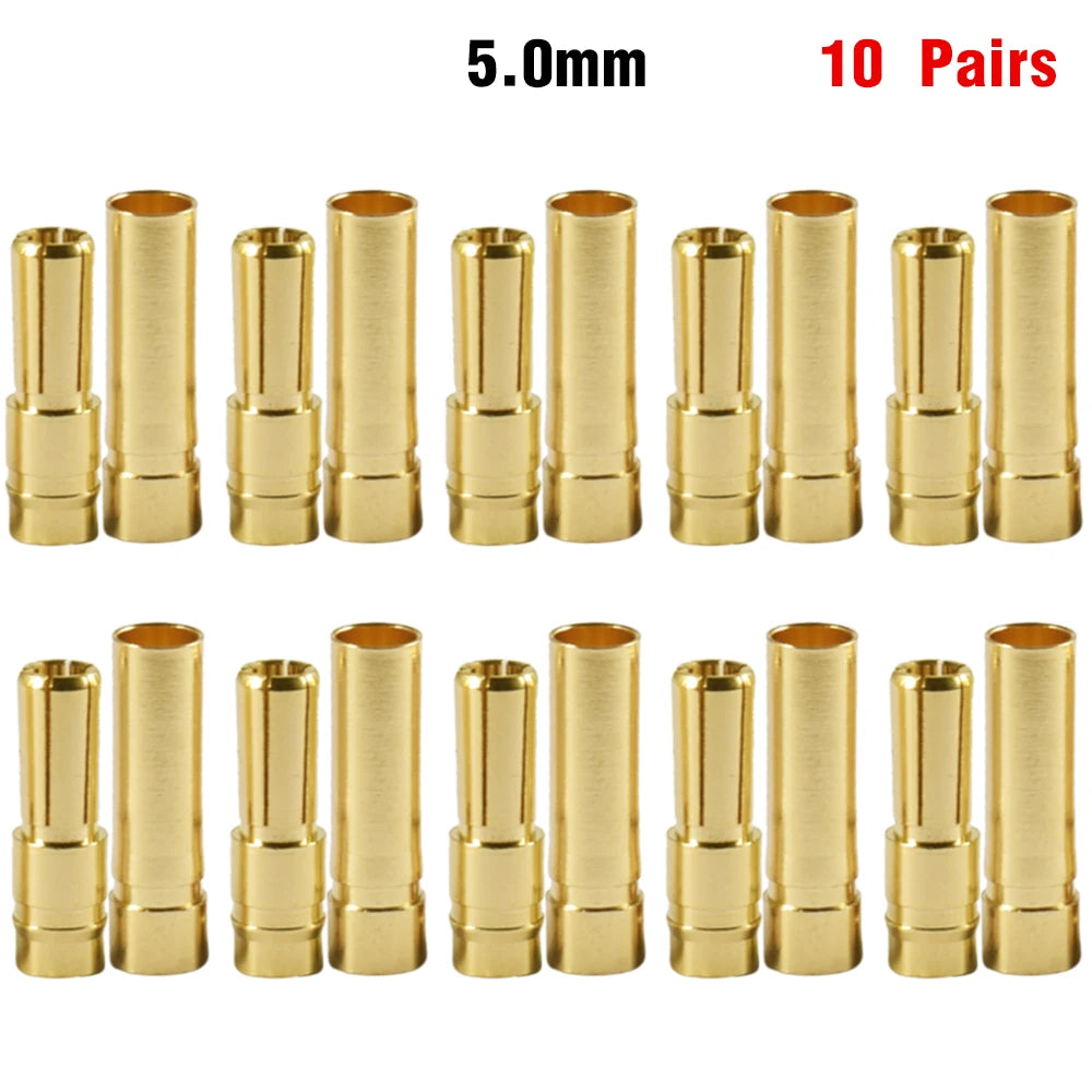 9IMOD 5/10Pair RC Bullet Connectors 2/3/3.5/4.0/5/5.5/6/8mm Male Female Banana Bullet Connector Plug Gold-plated Adapter