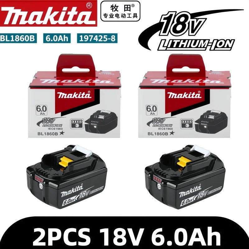 100% Original Makita BL1860B 18V 6.0Ah Battery with LED Power Indicator Extended Runtime for LXT Cordless Tools