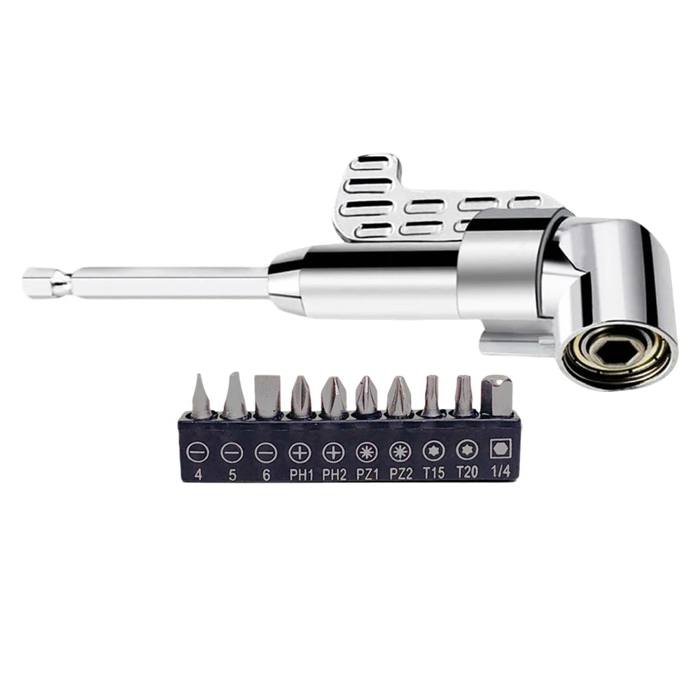 iLMH 105 Right Angle Drill Adapter 1/4 Hex Magnetic Bit Holder Tight Space Screwdriver Attachment Hand Drill Repair Tools
