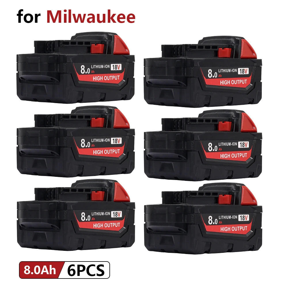 8.0Ah Replacement Battery Compatible with Milwaukee M18 18V 48-11-1850 48-11-1880 Li-ion Rechargeable Battery Pack for Power Tools