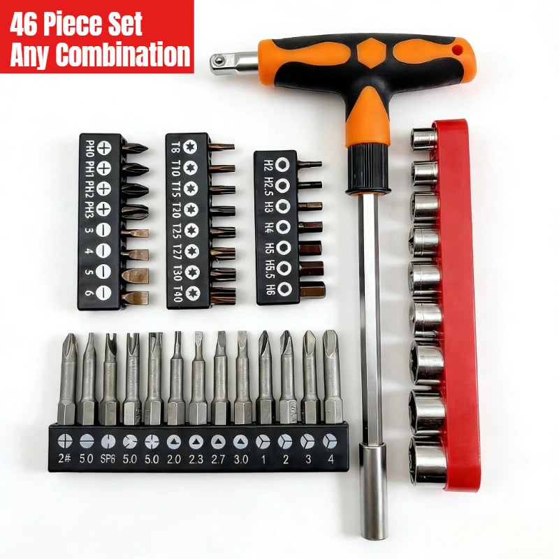 Multifunctional Screwdriver and Socket Set T-shape Handle To