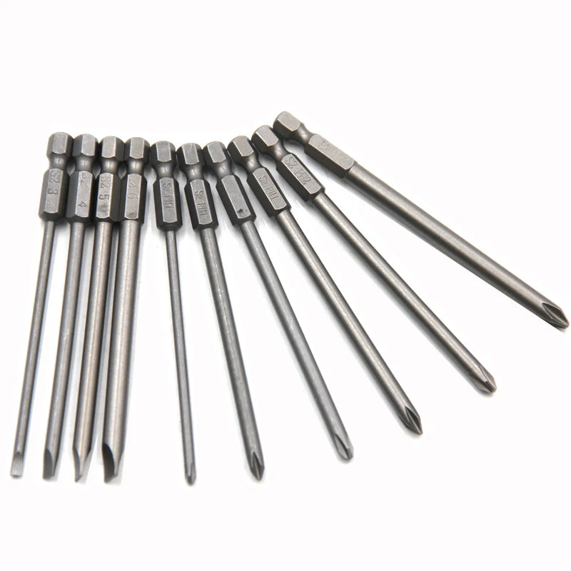 10pc Cross 100mm Hexagonal Handle Screwdriver Set Magnetic S