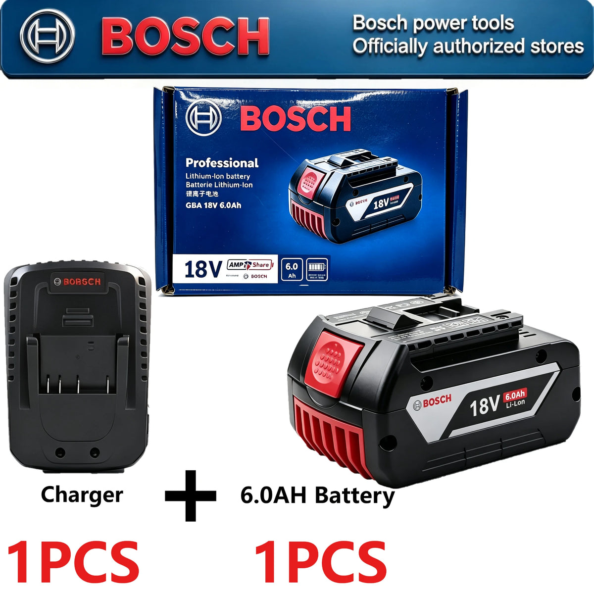 New Original BOSCH 18V Lithium Battery GBA18V6.0 High Capacity Power Pack for Bosch Cordless Drill Grinder Impact Wrench Tools