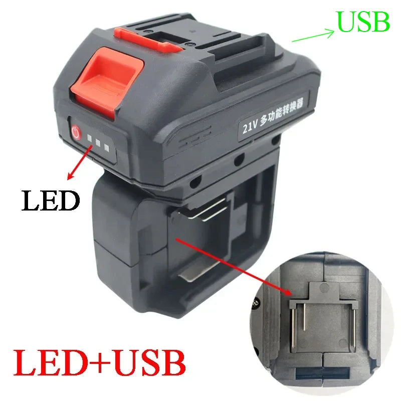 Adapter Converter LED Light Use For Makita BL1830 18V Li-ion Battery On For Makita 18V Electric Power Tool Lomvum Zhipu Hongsong
