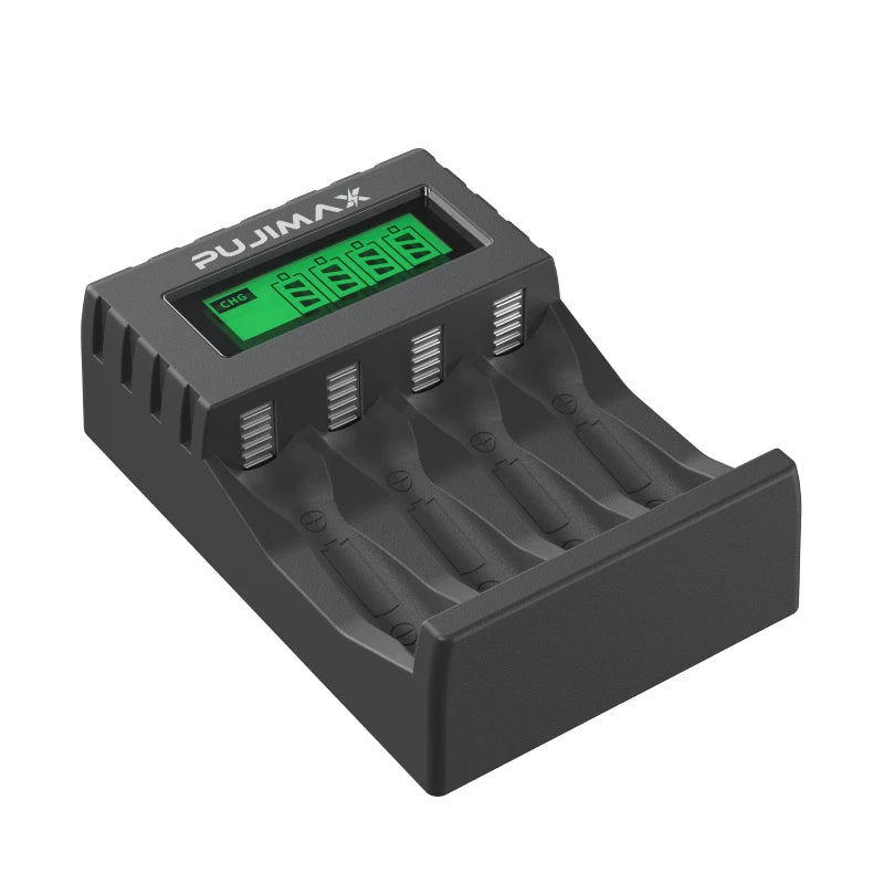 PUJIAMX AA/AAA Rechargeable Battery Charger LCD Display Port