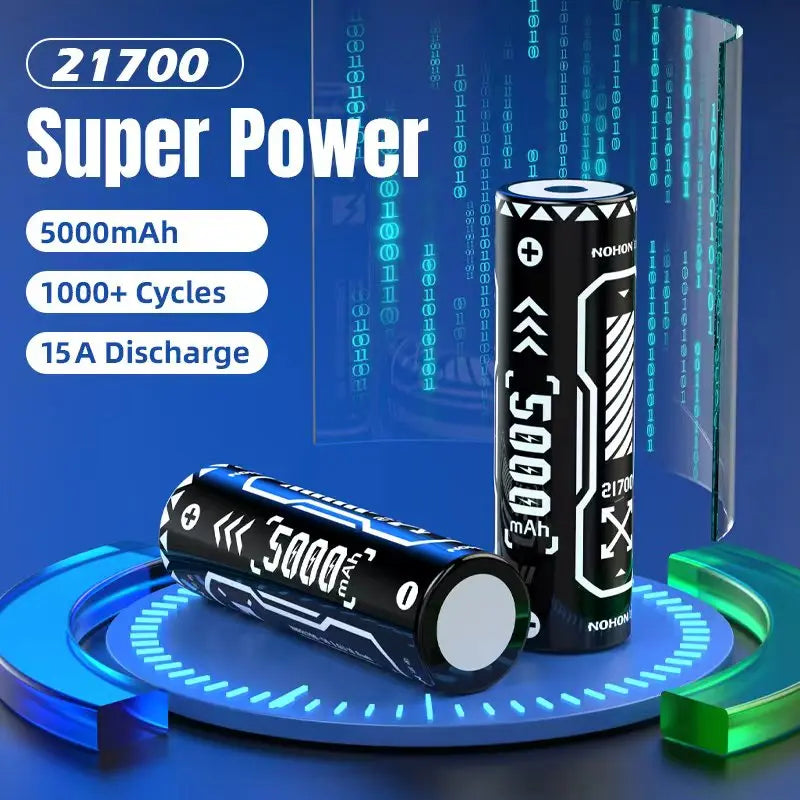 21700 Rechargeable Lithium Battery Kit Flat-Top Design Large