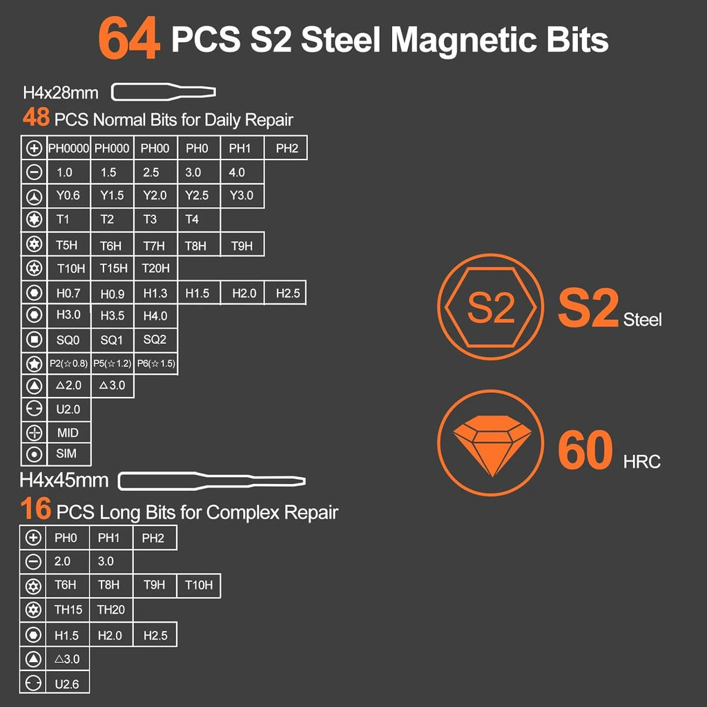 Precision Electric Screwdriver Set 72 in 1 Mini Cordless Scr