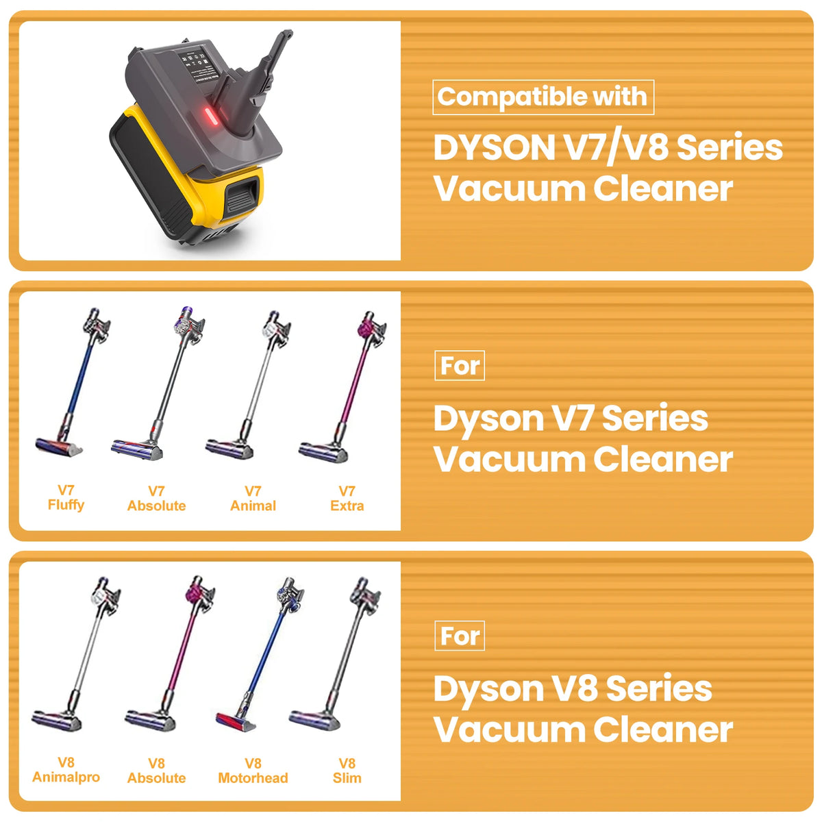 Turpow For Dewalt DCB200 Battery to Dyson V6/V7/V8 Battery A