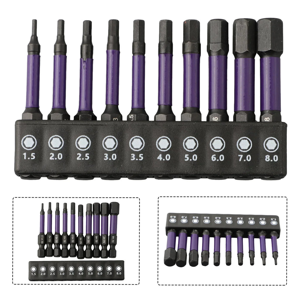 10Pcs Hex Head Wrench Drill Bit With Screwdrivers Bit Holder