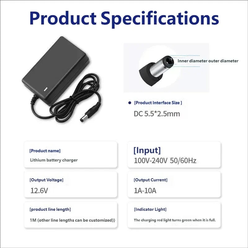 Lithium Battery Charger 21V 1A 2A EU US Plug Transformer for