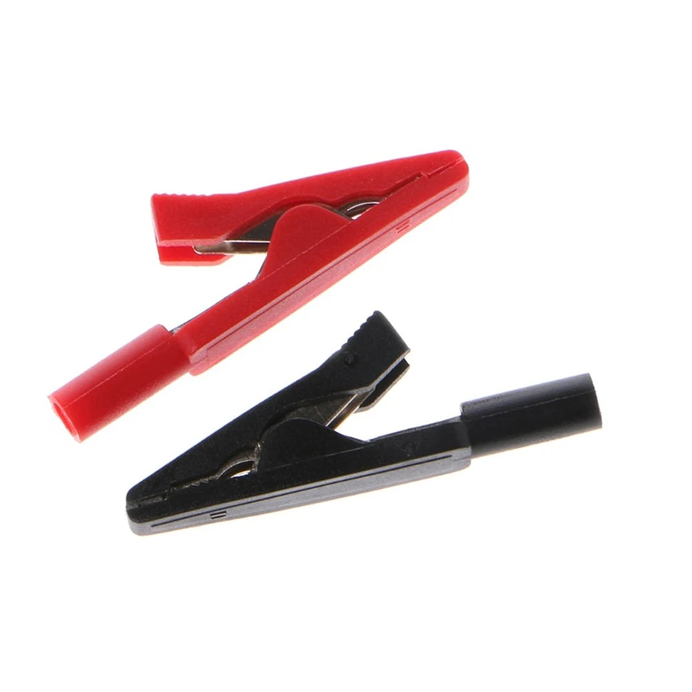 2Pcs Insulated Alligator Clip 2mm Battery Test Clip Banana F
