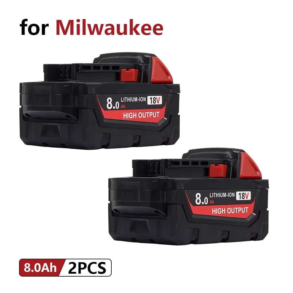 8.0Ah Replacement Battery Compatible with Milwaukee M18 18V 48-11-1850 48-11-1880 Li-ion Rechargeable Battery Pack for Power Tools