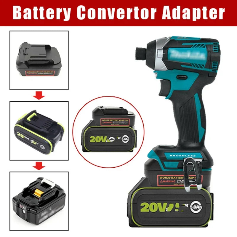 2Pcs Battery Adapter Compatible For Worx 5Pin 20V Big Feet C