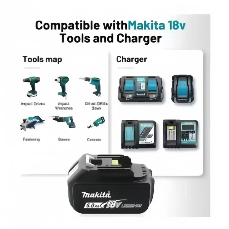 100% Original Makita Battery 18V 6.0Ah Rechargeable Battery 