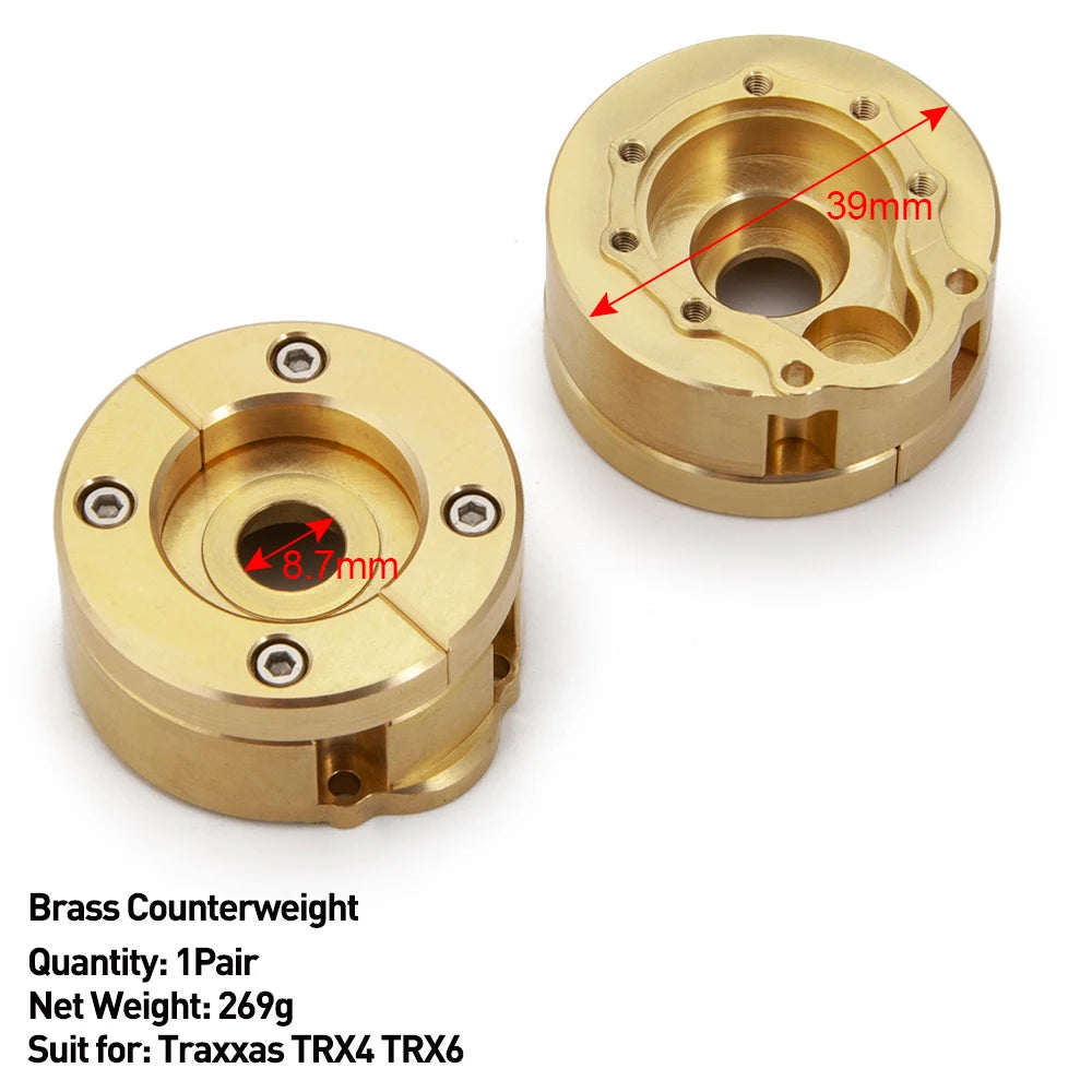 AXSPEED Heavy Brass Counterweight Portal Axle Housing Diff Cover Bumper Mount for 1/10 RC Crawler Car TRX4 TRX6 Parts