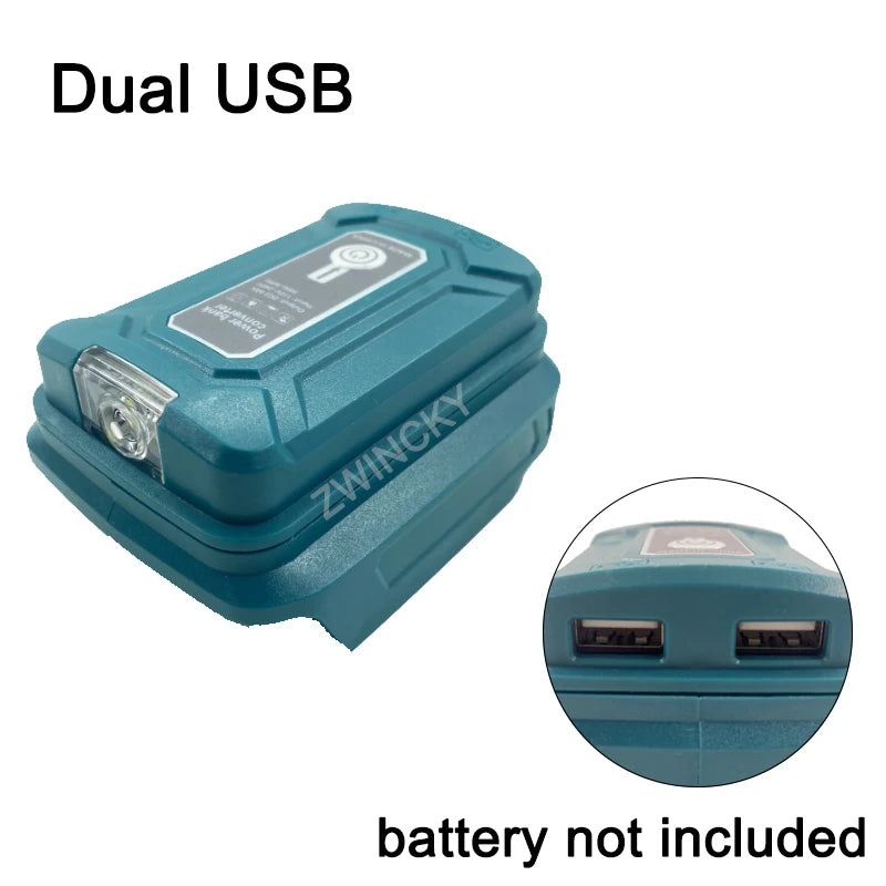 Adapter LED Working Light For Makita 14.4V/18V Li-on Battery BL1830 BL1430 BL1850 Dual USB Converter with LED Lamp for Makita