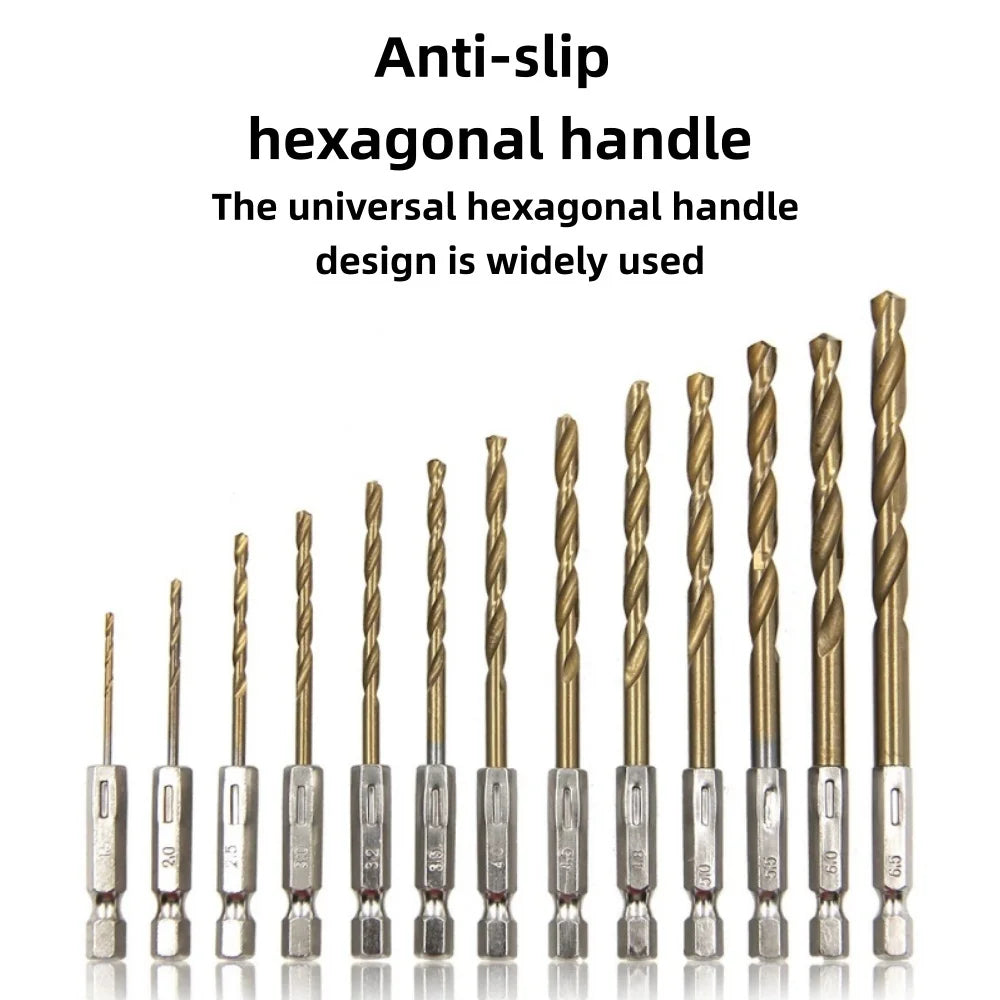 Hexagonal Handle Twists Drill Bits Set Titanium Plated Twist