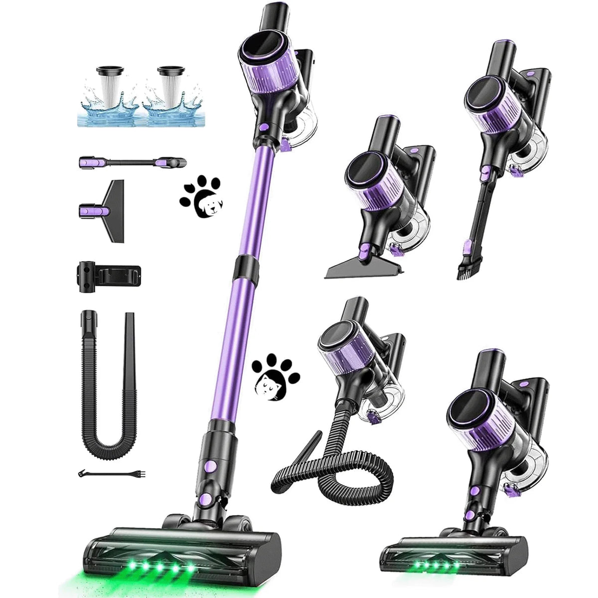 Cordless Vacuum Cleaner 55Kpa/500W/45min 10 in 1 Powerful Stick Lightweight Vacuum Cleaner for Home Pet Hair/Hard Floor/Carpet