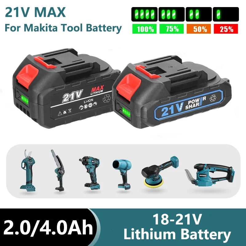 18V 21V Rechargeable Lithium Ion Battery with Capacity Indic