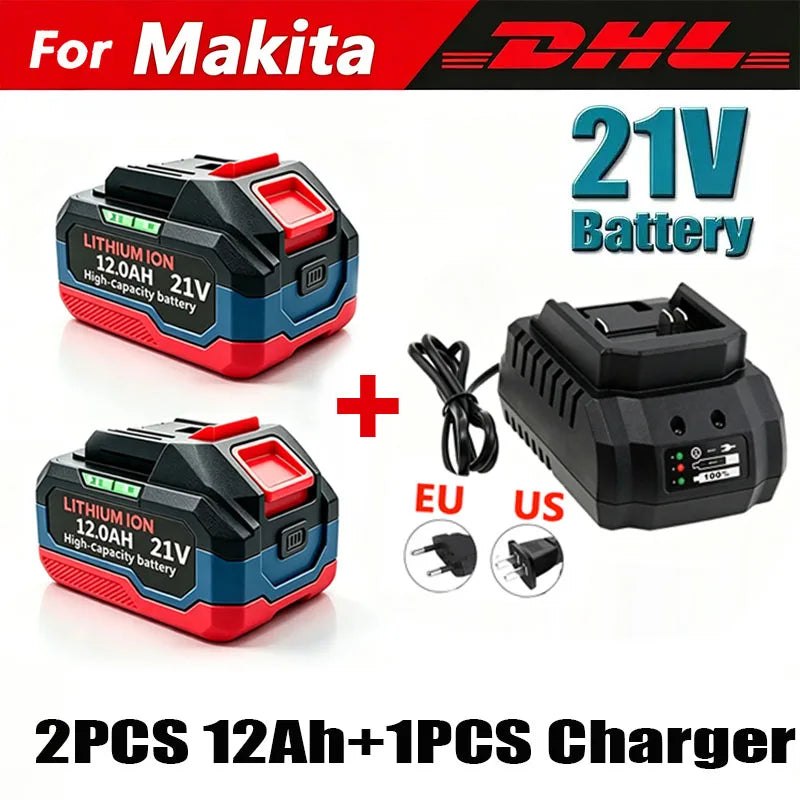 2026 New Version 21V 12.0Ah Li-ion Battery Replacement For Makita 18V Battery Suitable For Makita 21V Impact Wrench Power Tools