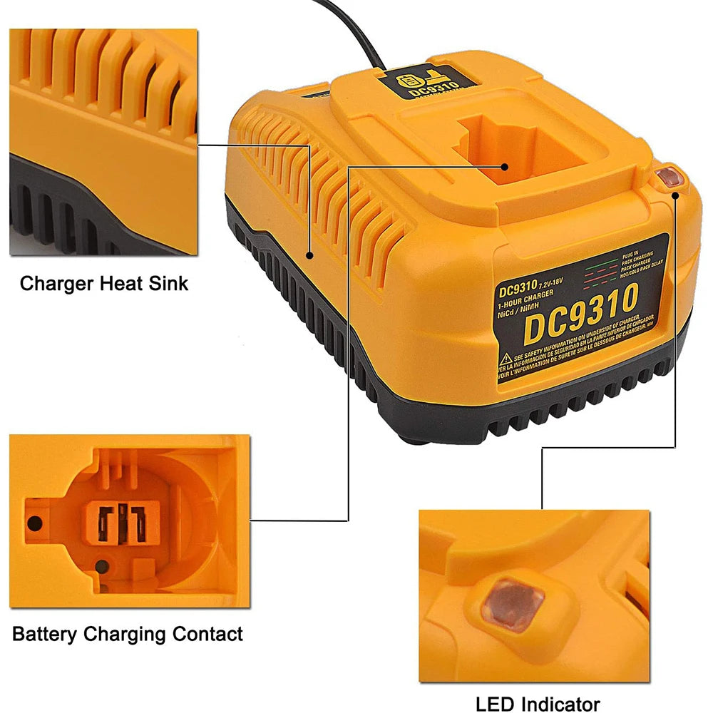 EU Plug Replacement Charger For Dewalt DC9310 7.2V-18V Nicad
