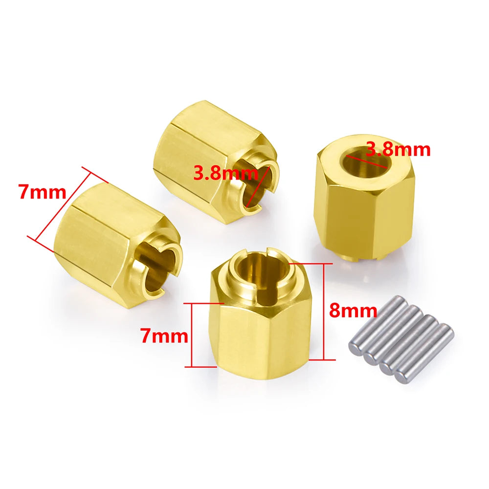 AXSPEED Brass Wheel Hex Hub Extenders Adapter 4/5/6/7/10mm for 1/18 RC Crawler Car TRX4M Bronco Defender Upgrade Parts