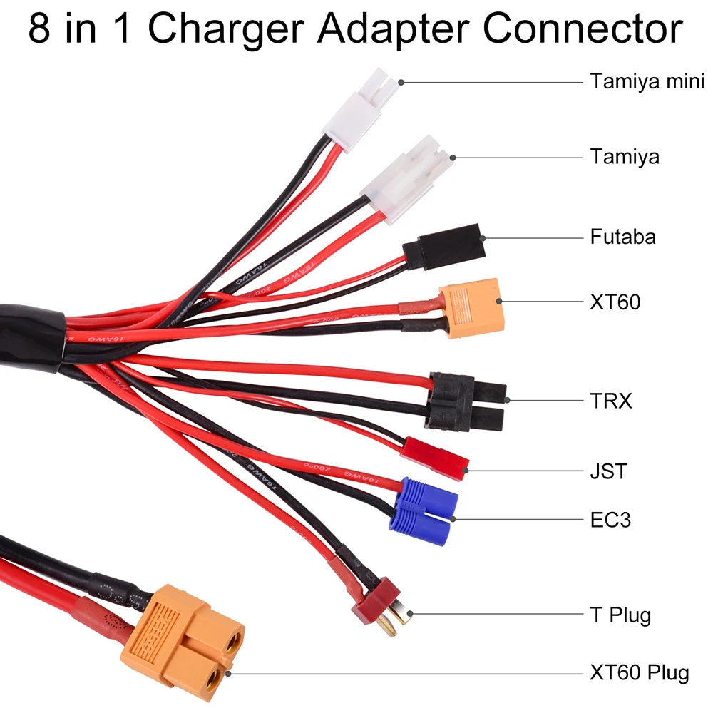 RC Charger Adapter Connector 8 In 1 Charger 4.0mm Banana XT6